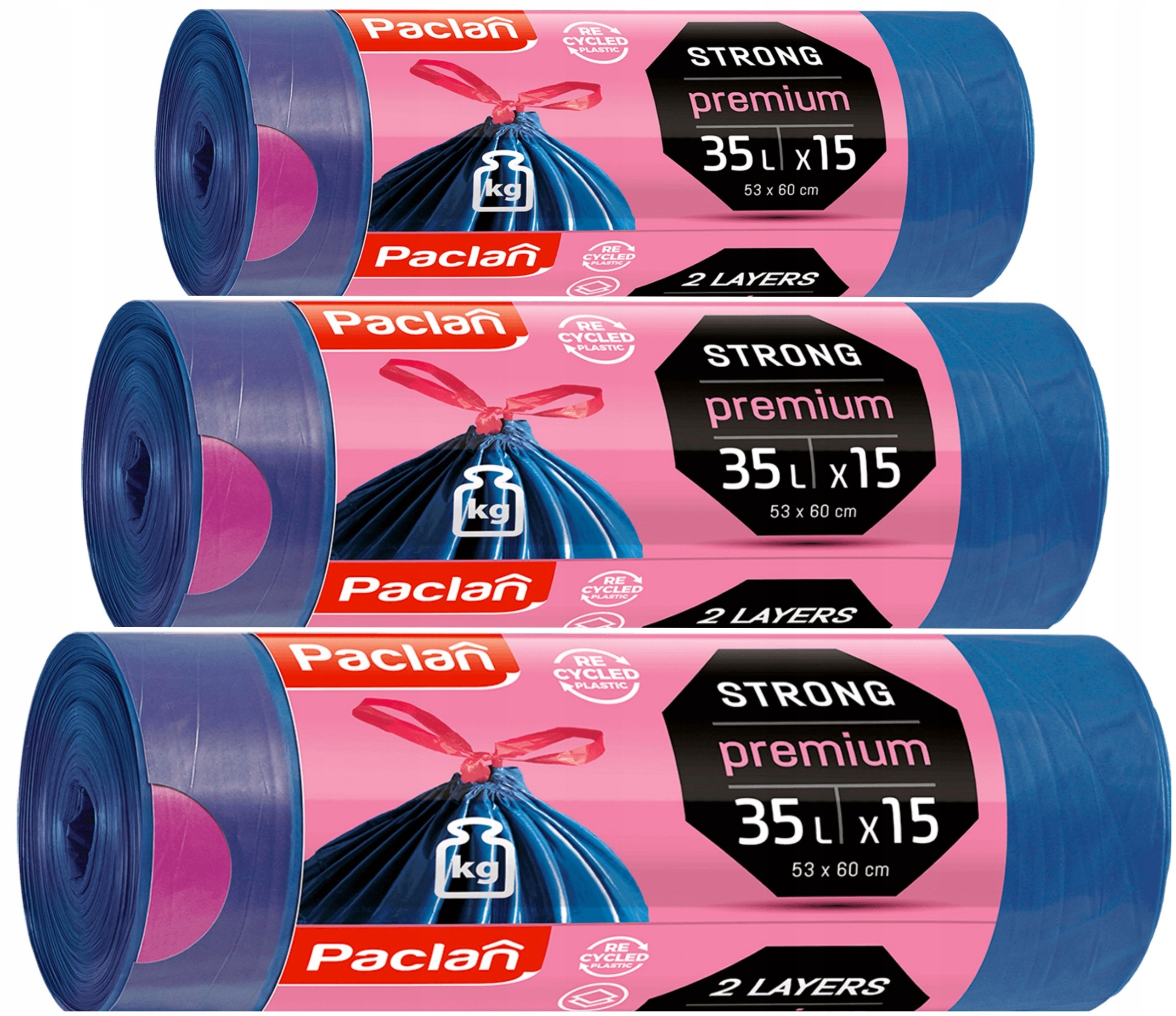 

Worki Na Smieci Premium 35L 45 szt Paclan 3 rolki