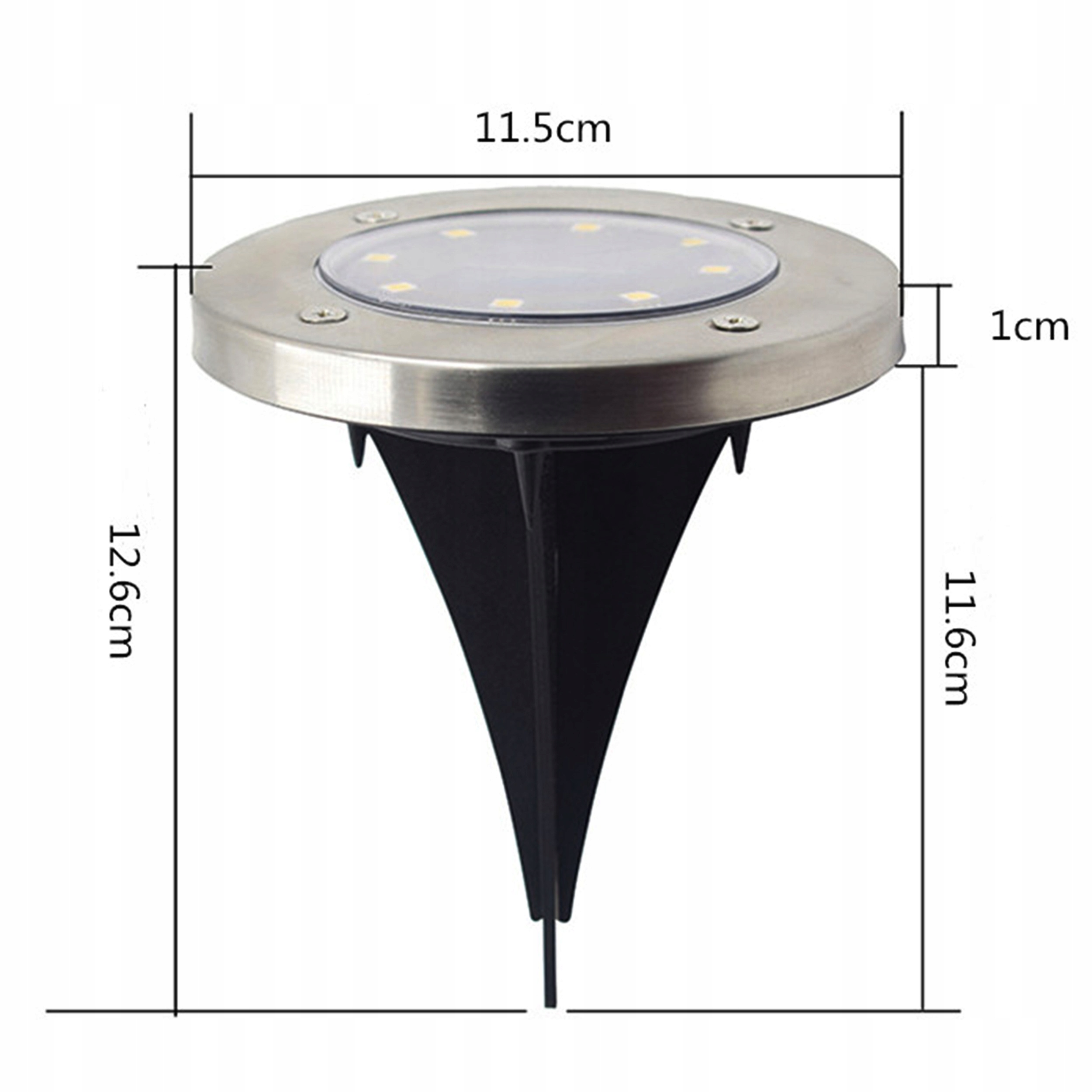 LAMPA SOLARNA OGRODOWA LED WBIJANA NAJAZDOWA DYSK Kolor dominujący srebrny