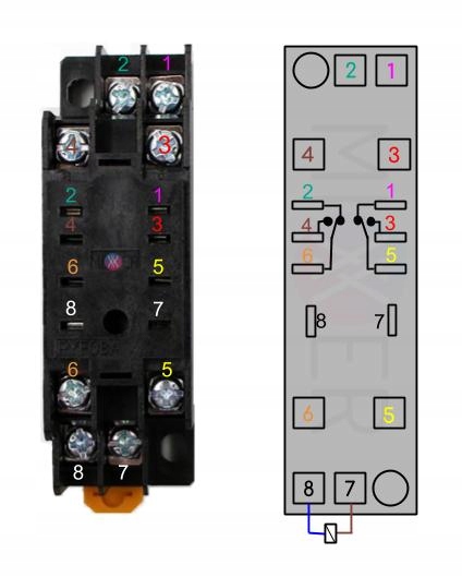 Stycznik Przekaźnik 24V DC 2x5A 1x10A z Podstawką Długość 72 mm