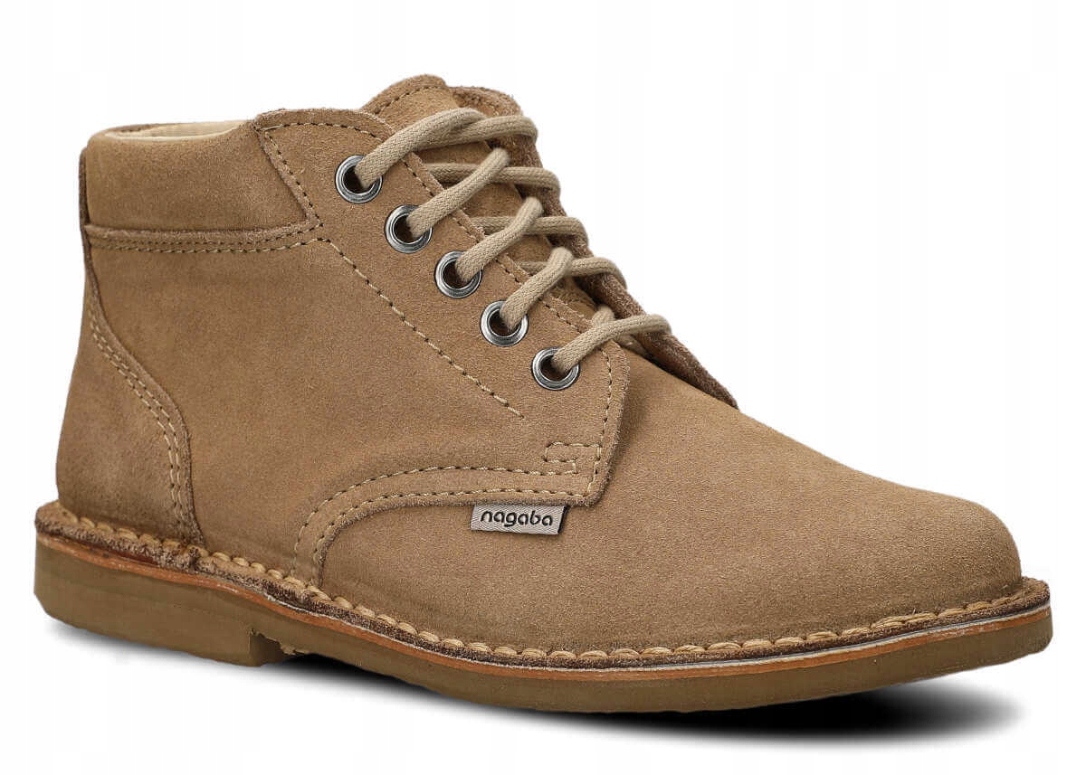 Pánské Kožené Boty Velurové Béžové Nagaba 076 Polské 41