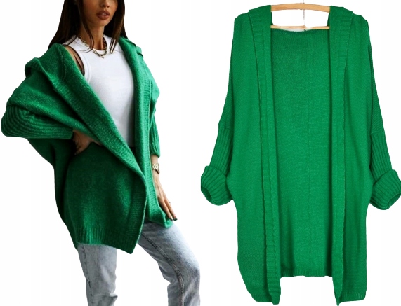 K45 CIEPŁY KARDIGAN NARZUTKA SWETER KAPTUR KOLORY Rozmiar uniwersalny