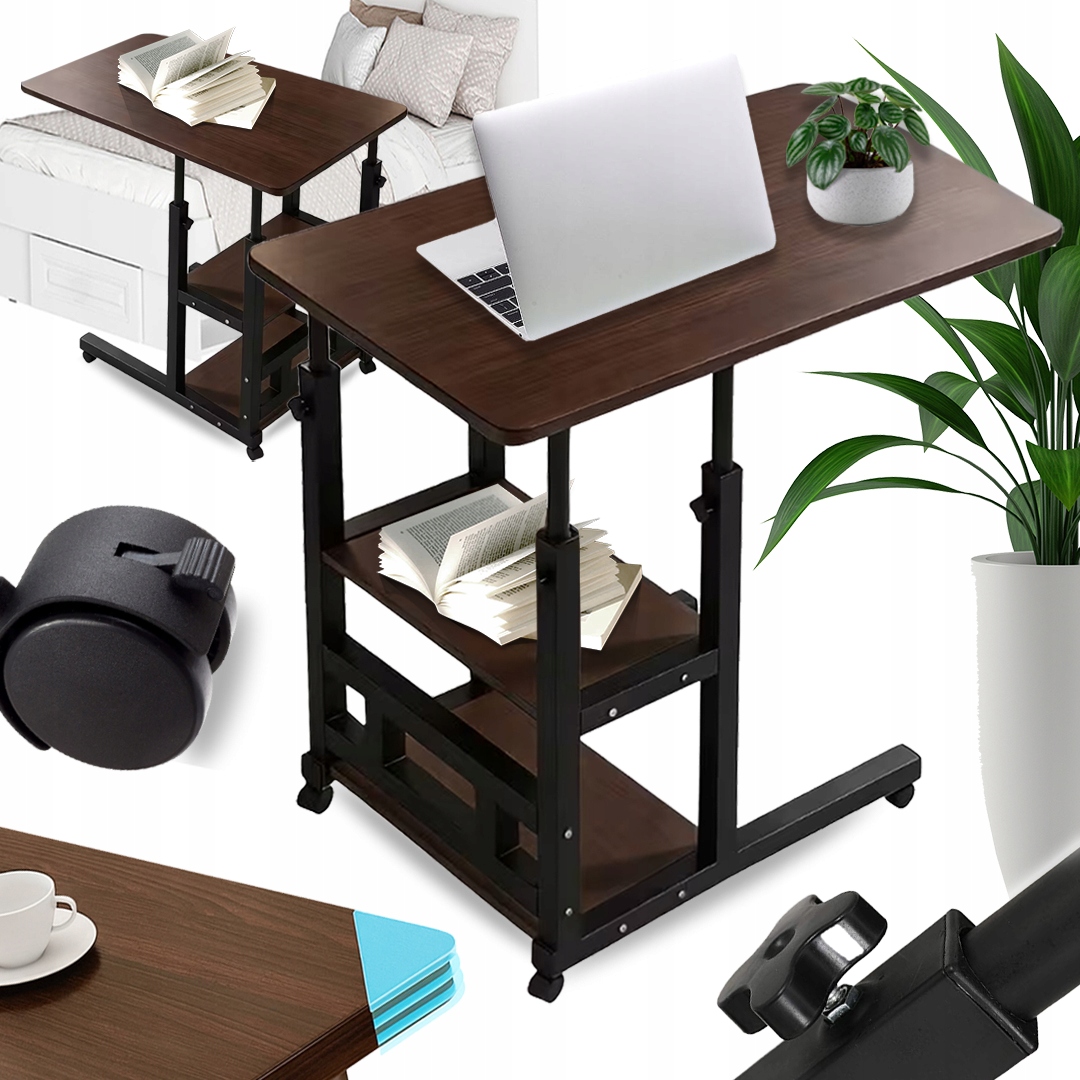 Stolik Boczny Na Kółkach Mobilne Przyłóżkowe Biurko Kawowy Pod Laptopa