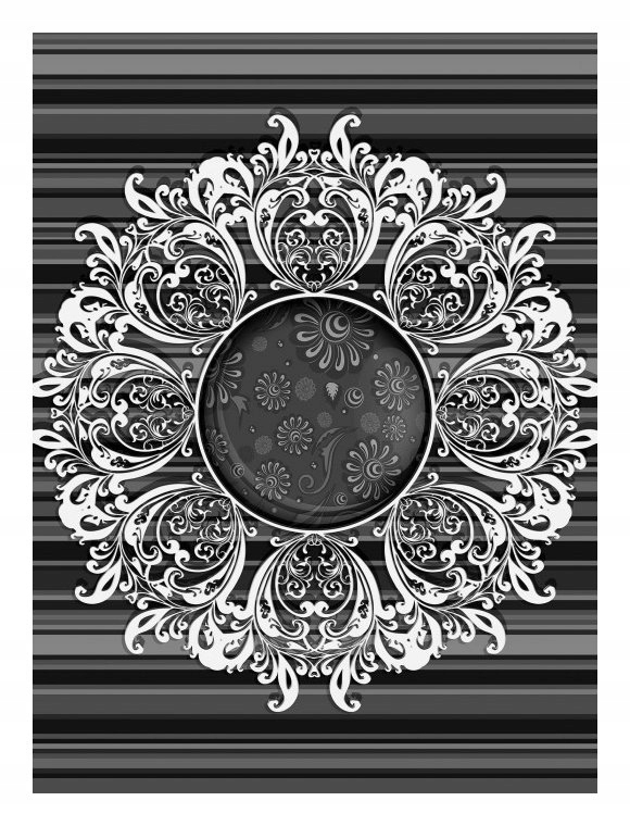 Fototapeta Damask černobílý ornament květiny pruhy vintage 206x275 lepidlo