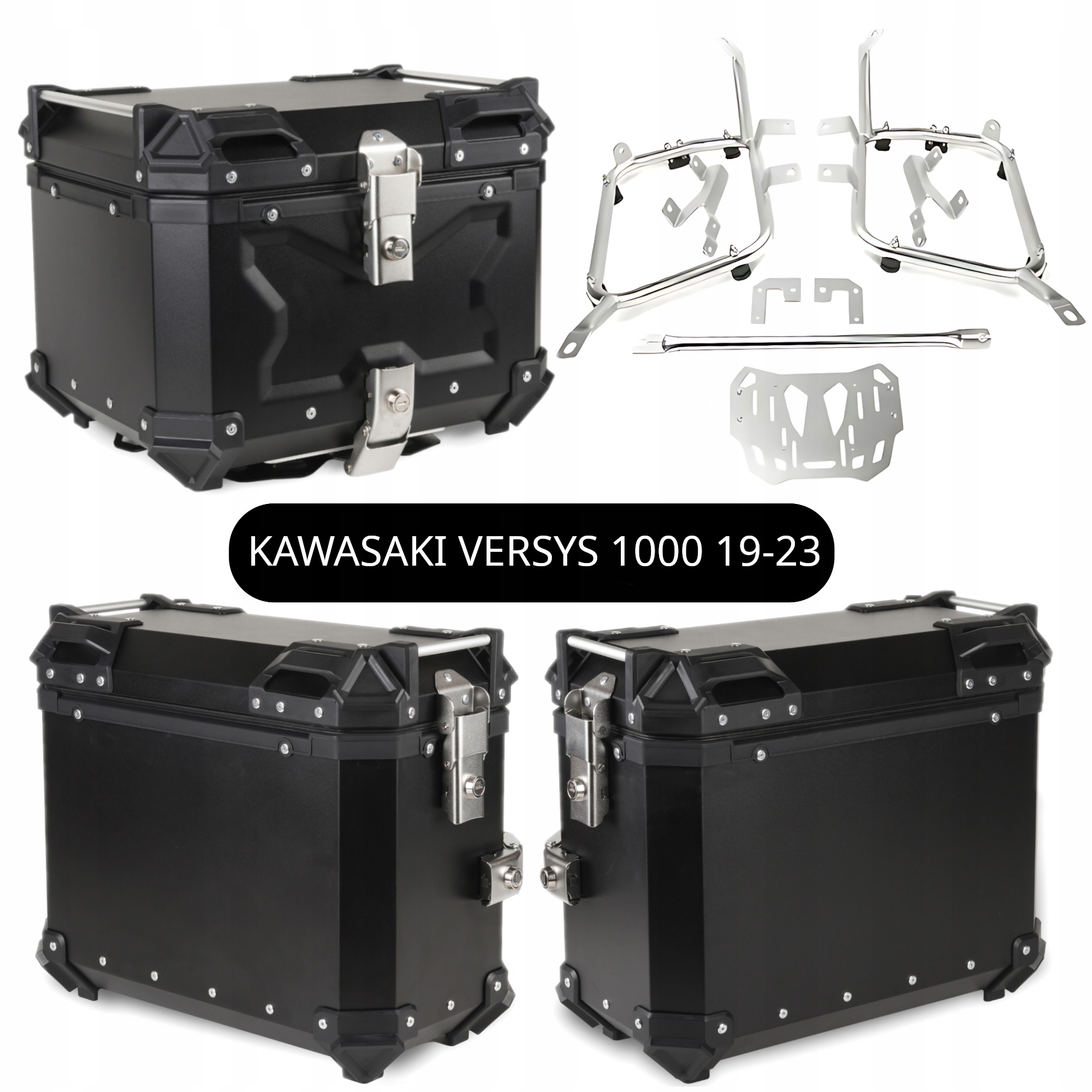 Kufřík Kufry Hliníkové Rošty Kawasaki Versys 1000 2019-2023 Set TopX
