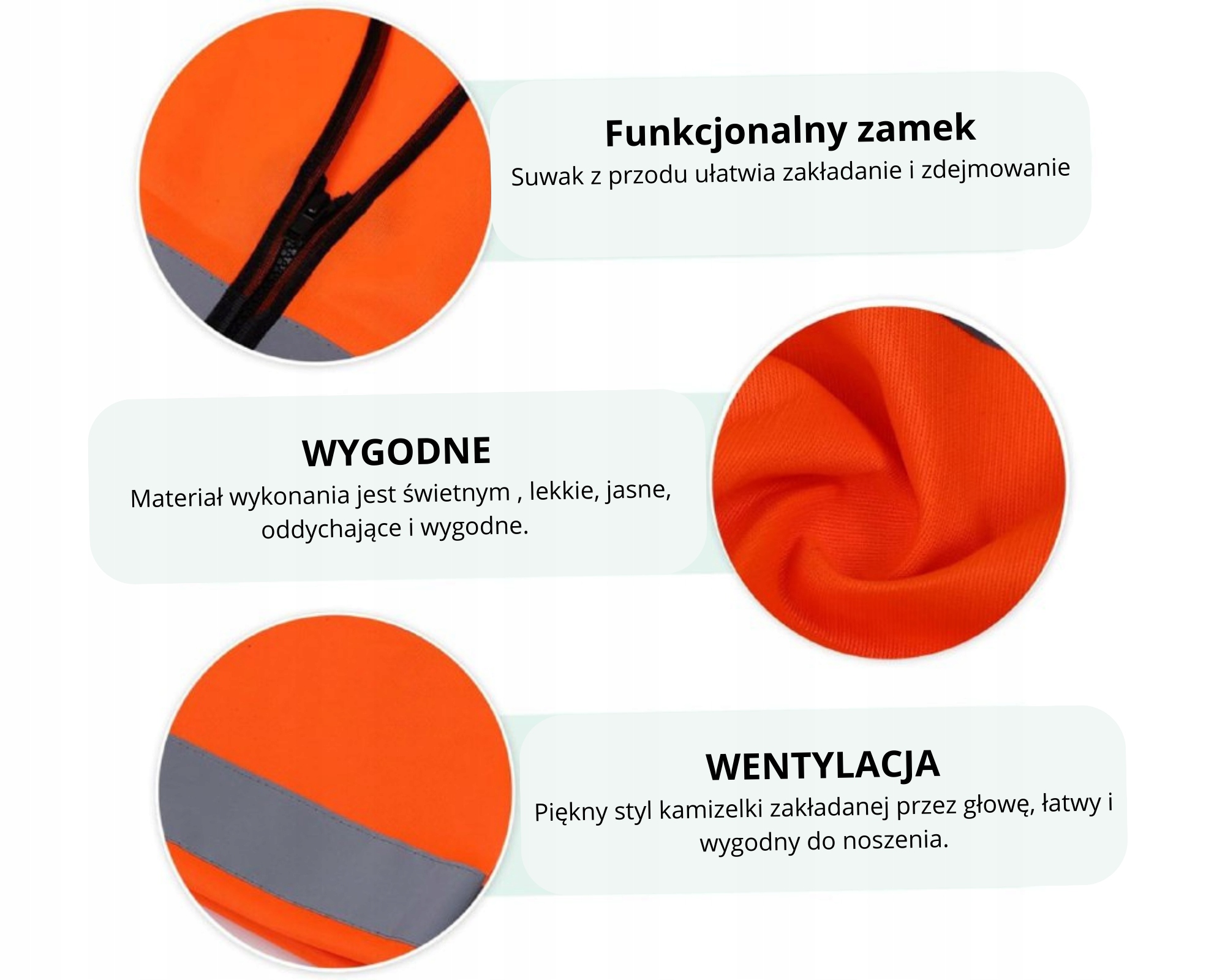 KAMIZELKA OSTRZEGAWCZA ODBLASKOWA NA SUWAK (XXL) Stan opakowania oryginalne