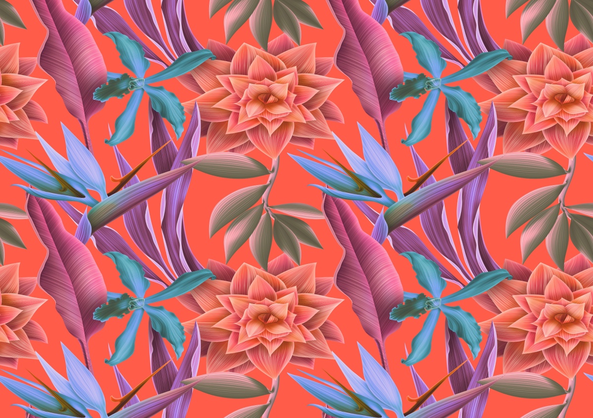 

Tapeta Flizelinowa Tropikalne kwiaty - 208x146