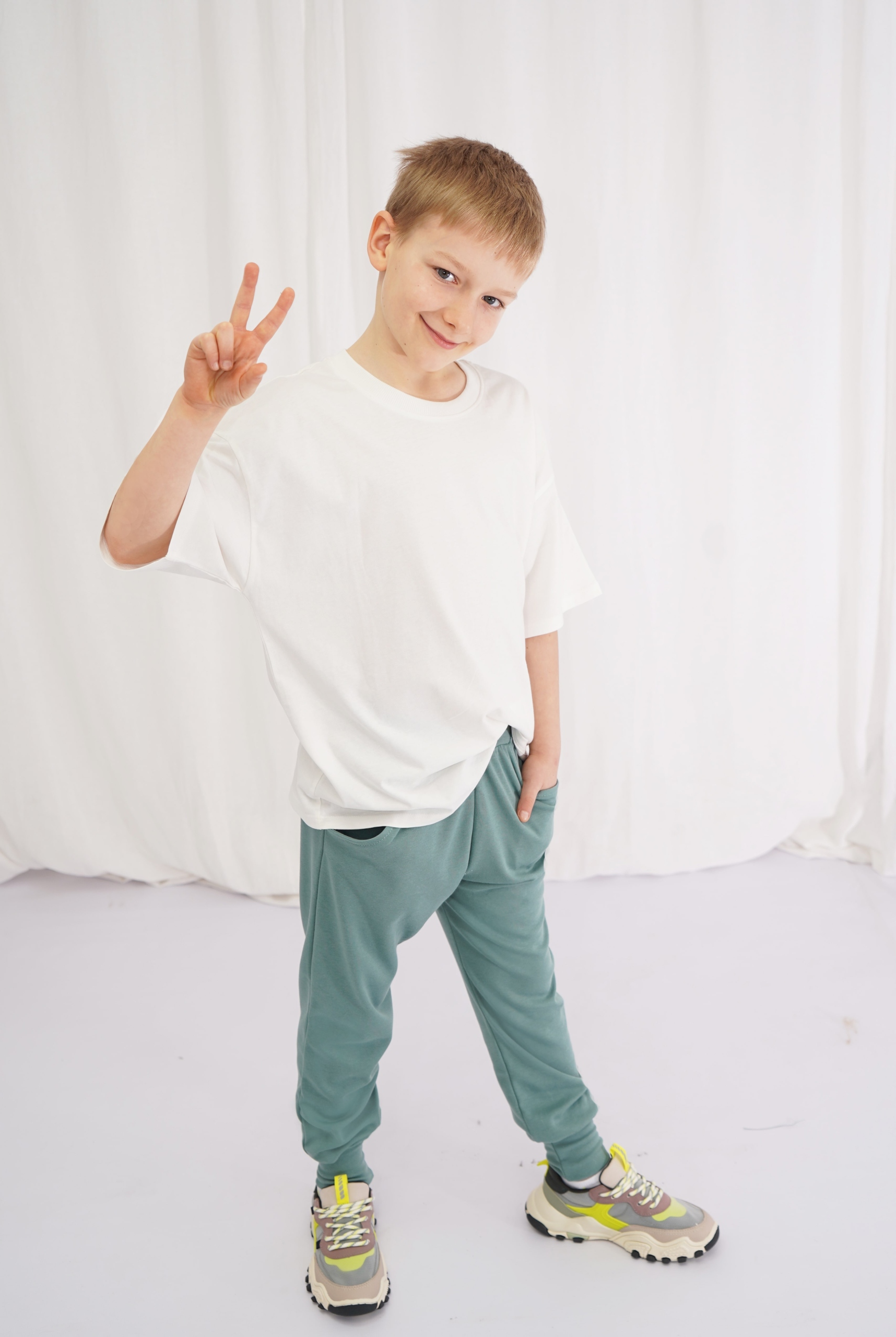 Szałwia spodnie bawełniane z wyciąganą gumką wiosna jesień 98 ROBIK Marka ROBIK