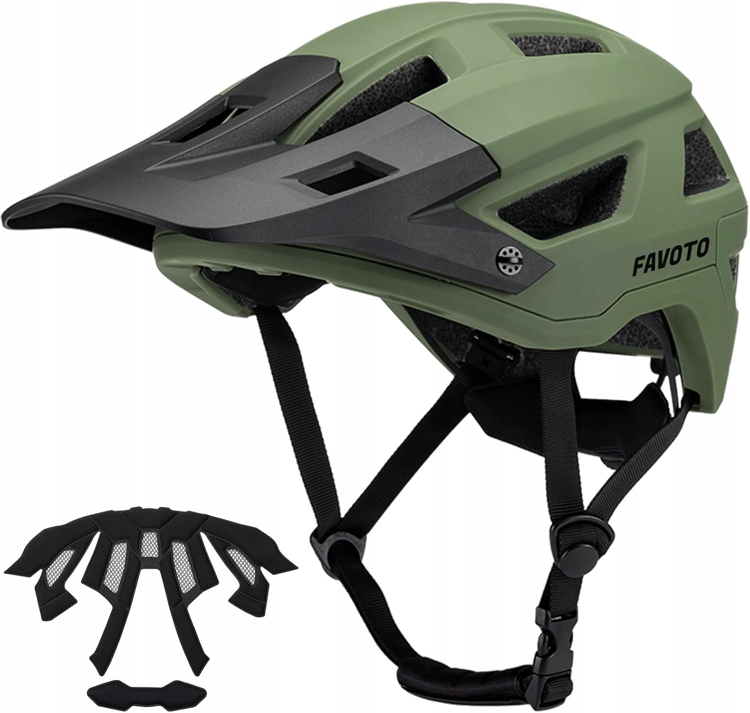 Kask rowerowy Favoto Mtb zielony 57-61cm podwójna Inmould