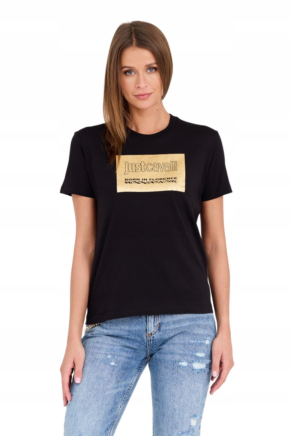 Just Cavalli Černé tričko R Gold Tiger Label M
