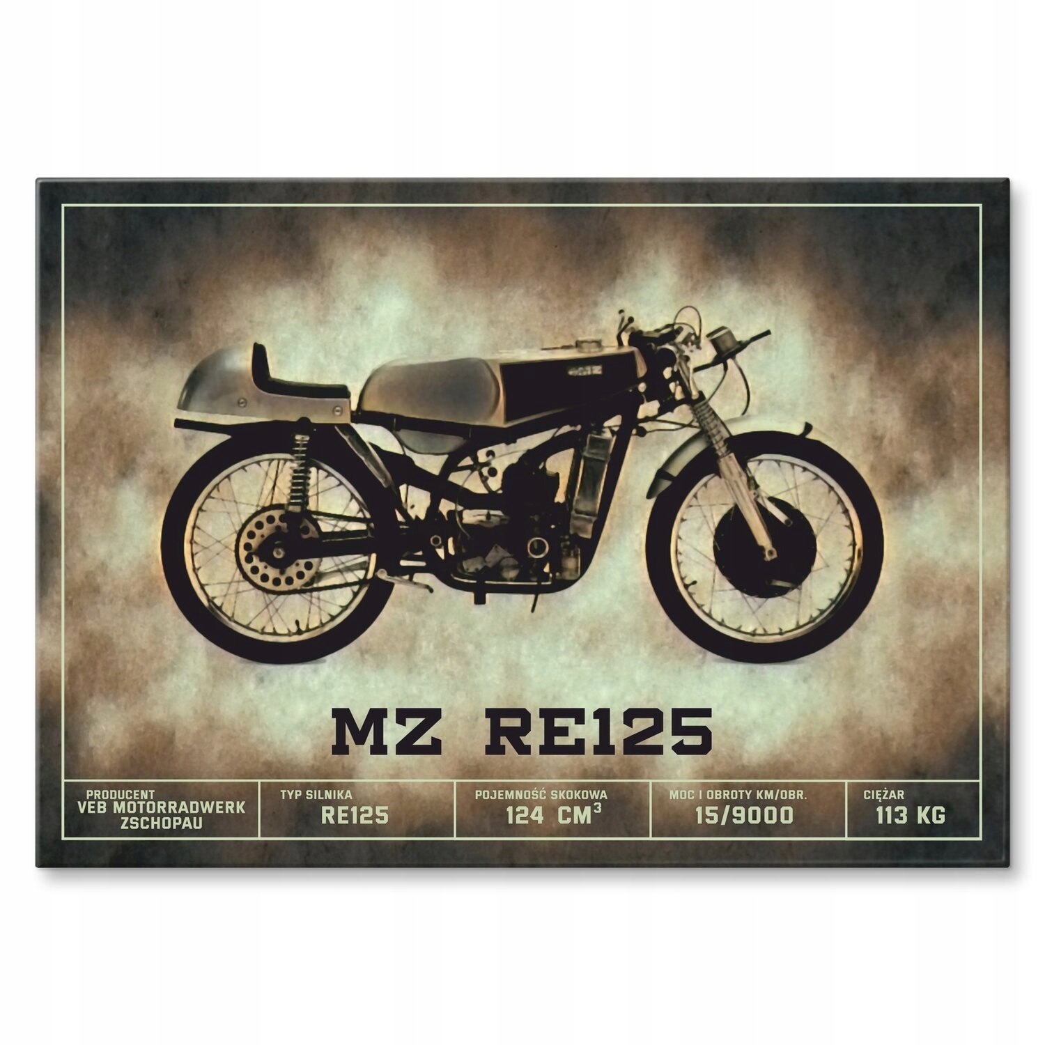 Kovový plakát Mz RE125 klasik Szyld Plech 42 x 59,4 cm Dárek