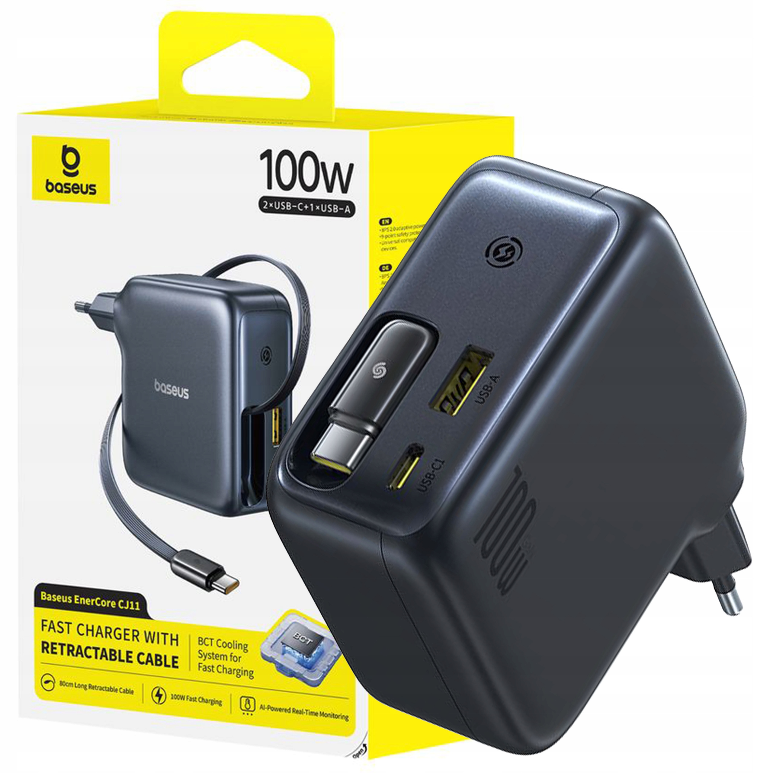 Szybka Ładowarka Baseus Usb-c Usb-a Zwijany Kabel Usb-c Pd Qc EnerCore CJ11