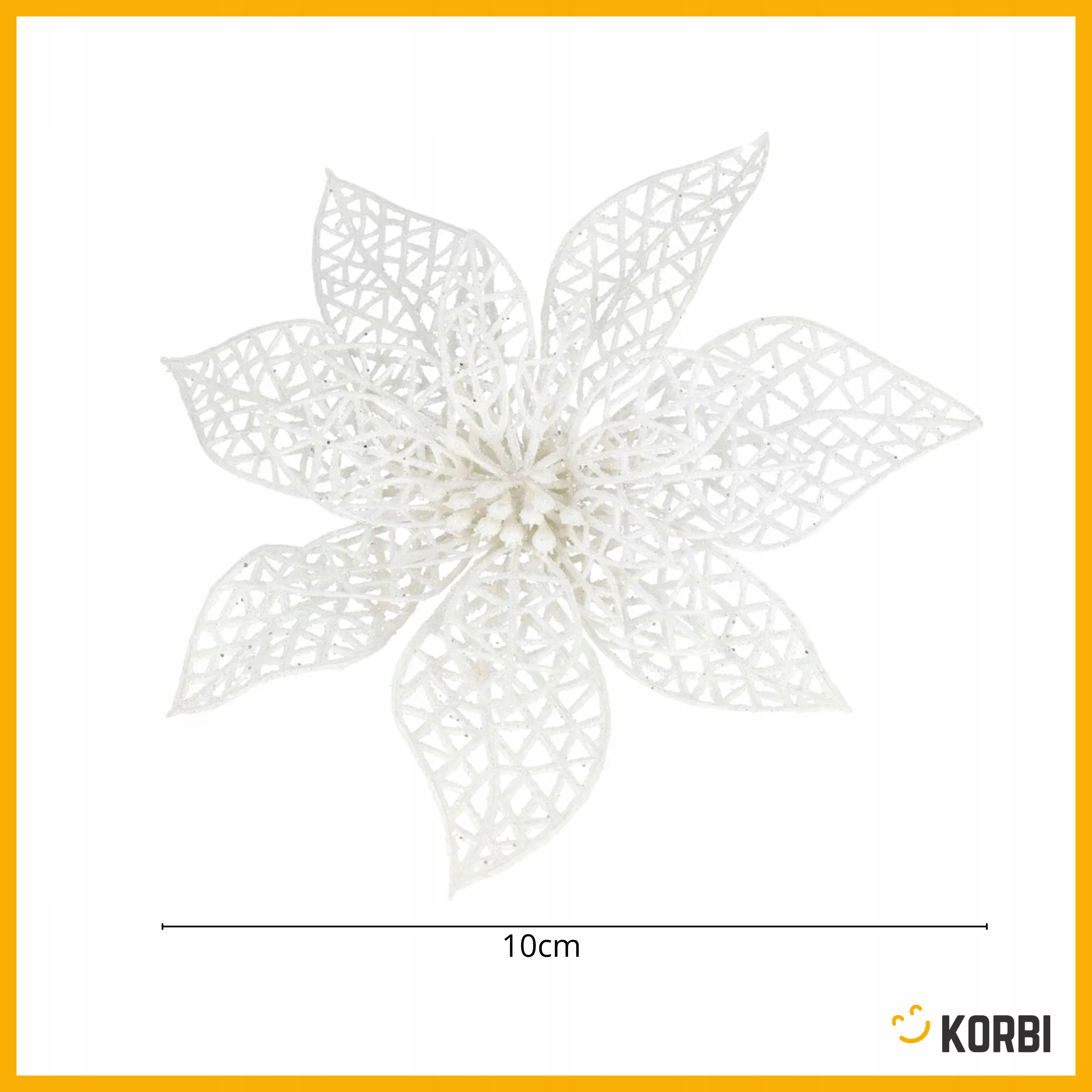 GWIAZDA BETLEJEMSKA POINSENCJA KWIAT OZDOBA ŚWIĄTECZNA BROKAT BIAŁA 10CM Marka Korbi