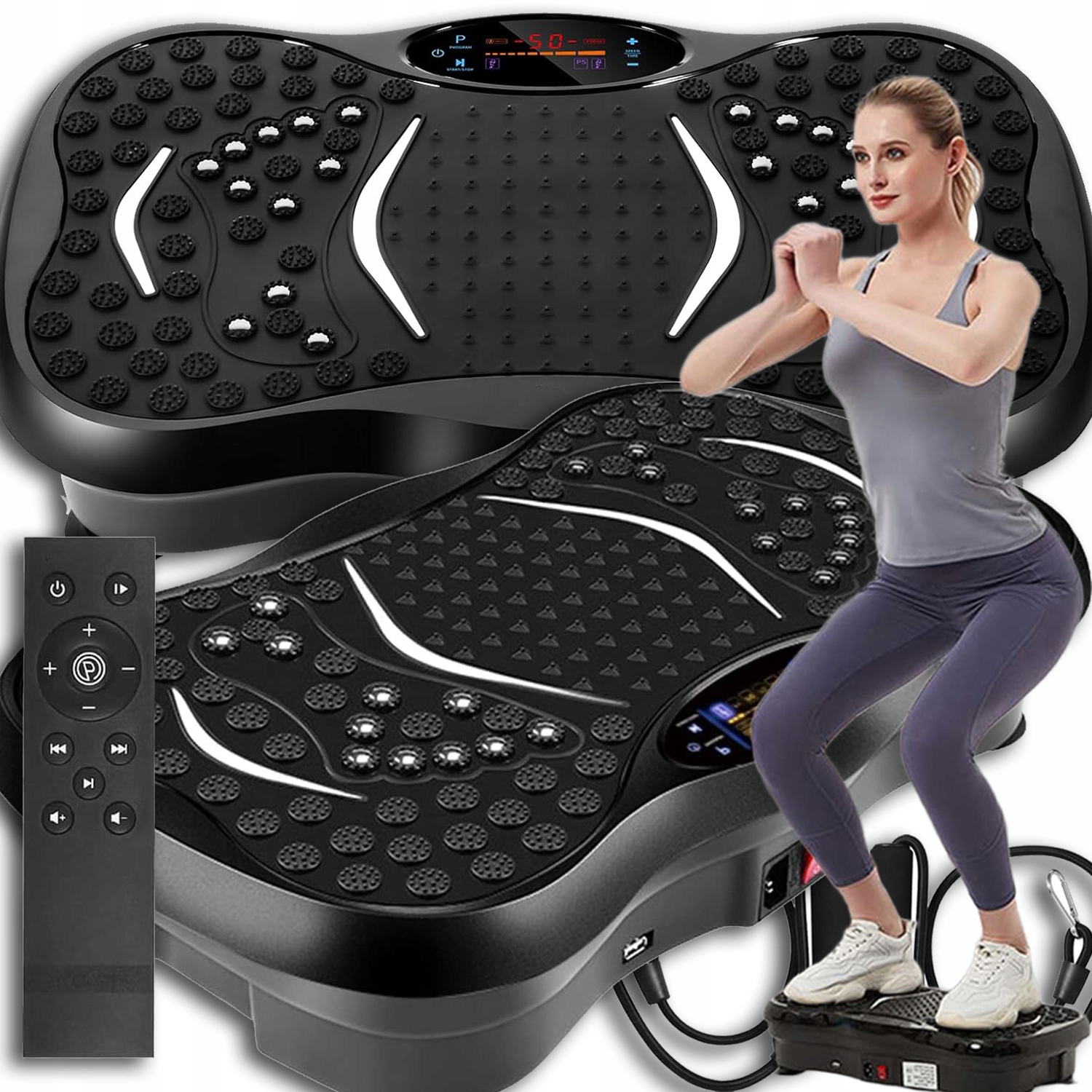 PLATFORMA WIBRACYJNA WIBRUJĄCA BLUETOOTH MASAŻER FITNESS Z LINKAMI 99 BIEG