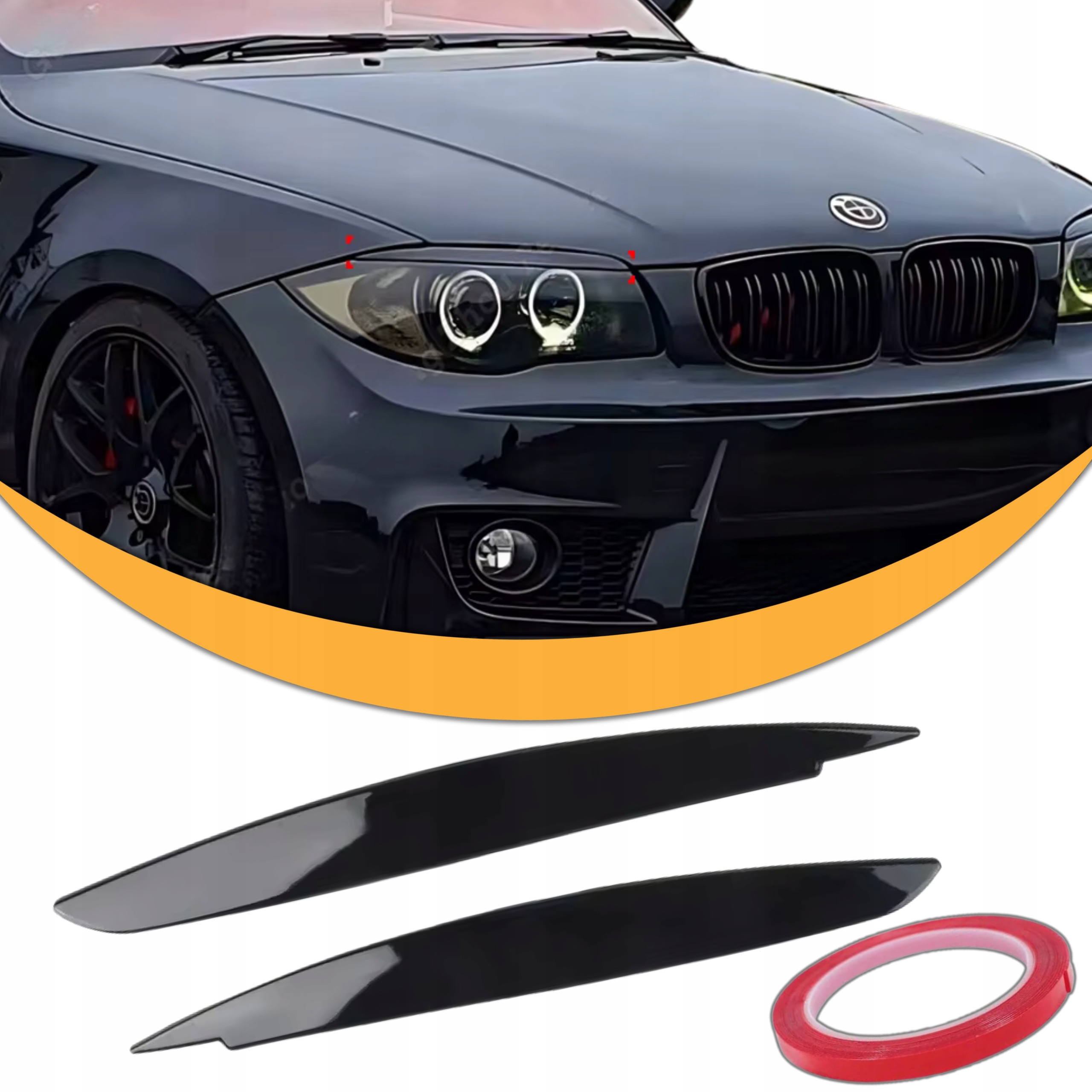 Brewki Bmw E81 E82 E87 E88 na Przednie Lampy Czarny Połysk 2004-2014