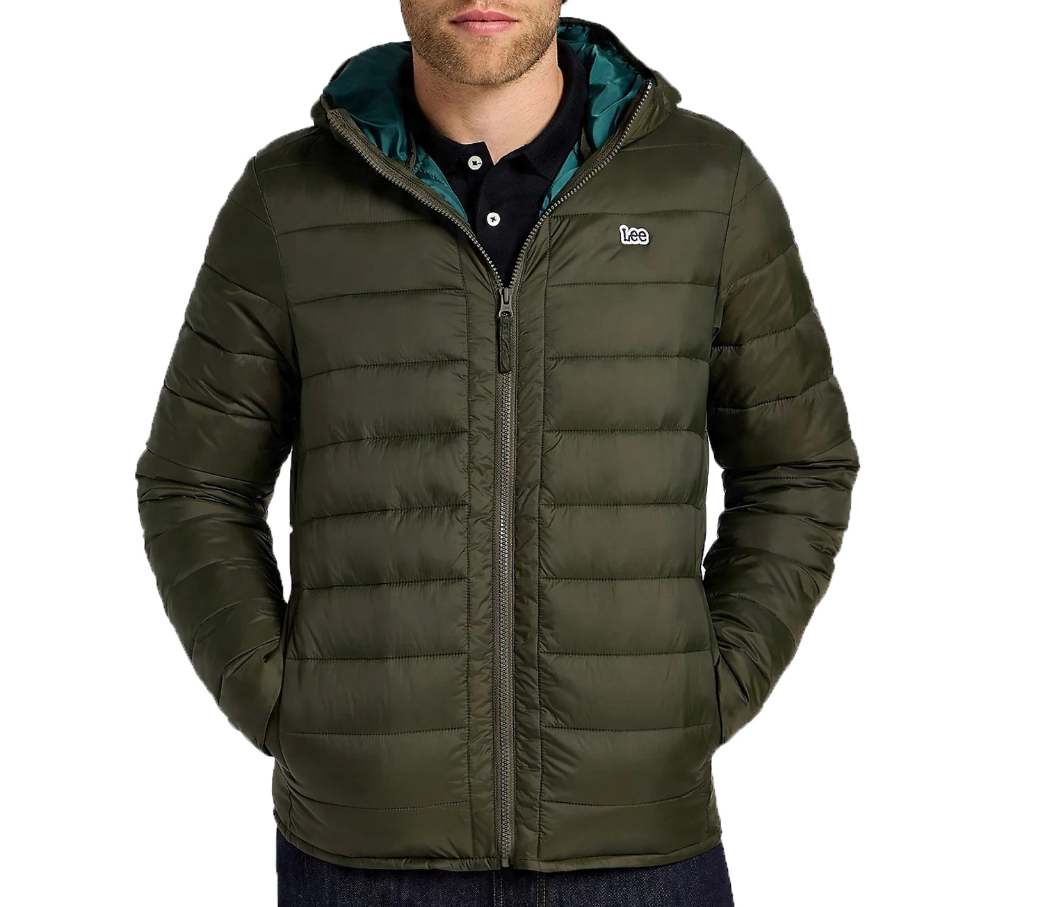 Lee pánská bunda Light Puffer Jkt Olive Night péřová XXL