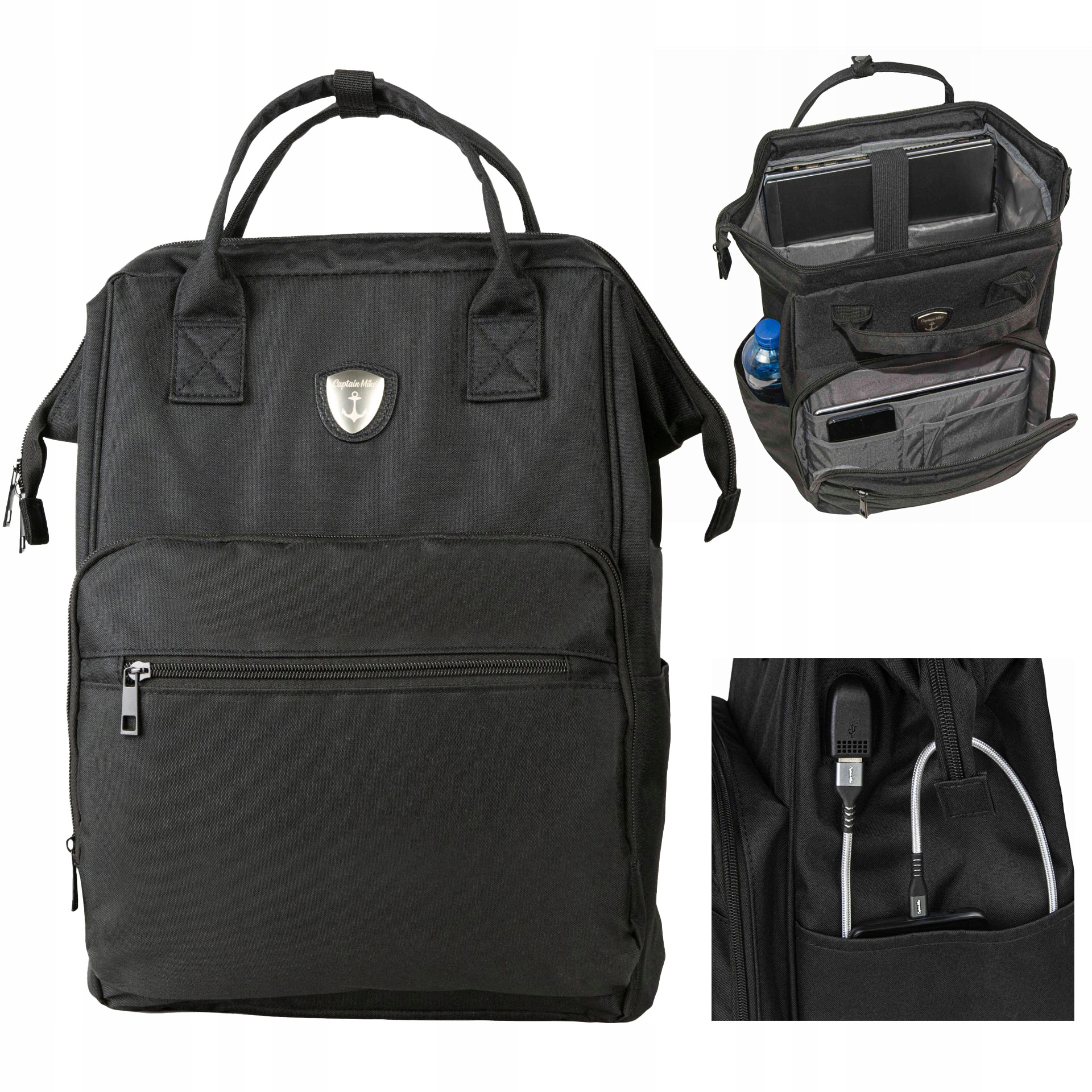 Batoh na notebook, tablet s Usb konektorem Captain Mike 17L