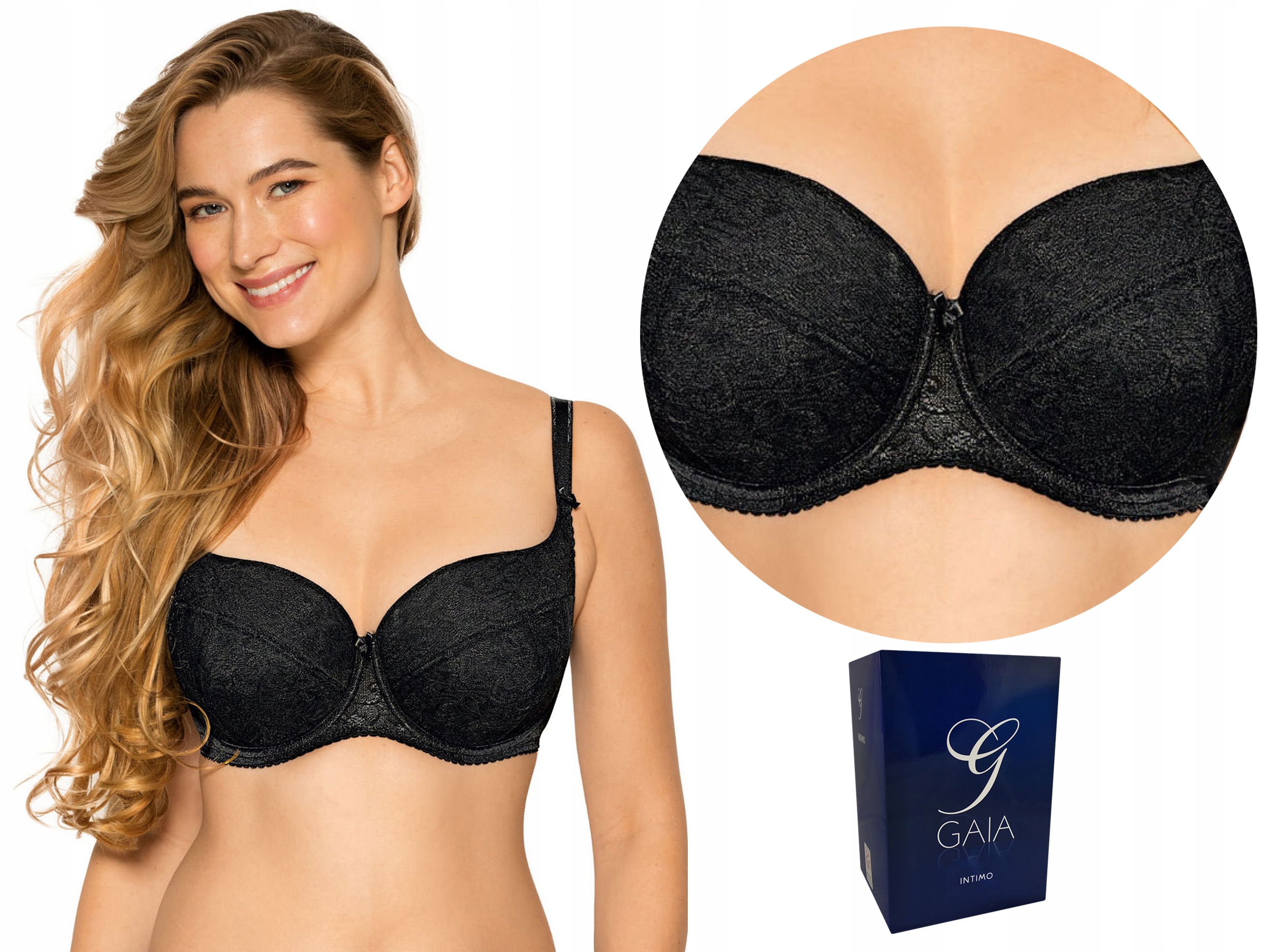 

Biustonosz Gaia Micaela 758, Czarny, full cup, 80C