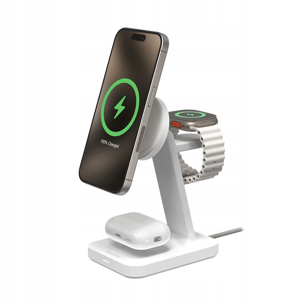 Mophie Snap+ 3v1 Qi2 MagSafe nabíjačka stojan pre iPhone AirPods Watch