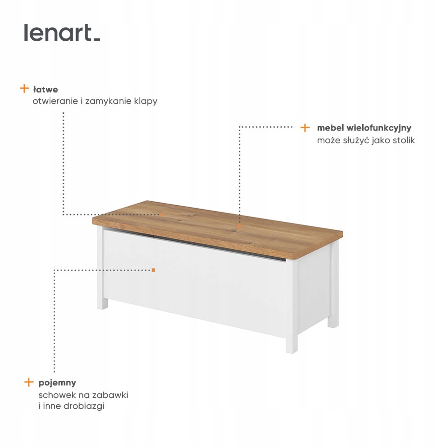 Skrzynia STORY SO-10 Biały/dąb nash Głębokość mebla 42 cm