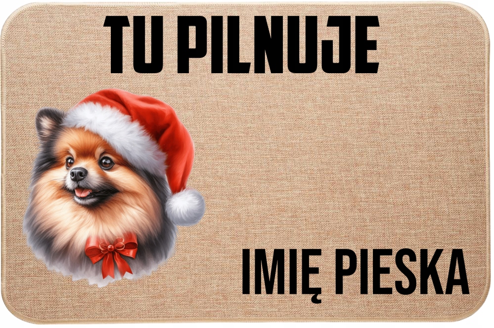 Lněná Vánoční Vstupní Rohožka Tu Hlídá Jméno Miniaturní špic