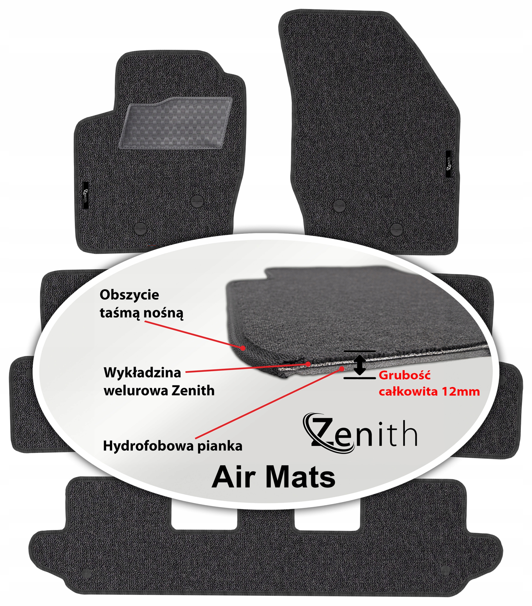 Volvo XC90 I 7os 2003-2014 Velúrové koberčeky do auta Zenith Air Mats