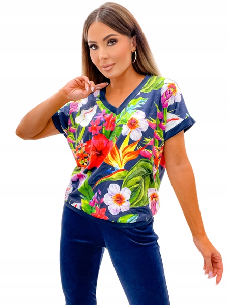 

Welurowy komplet dresowy V-neck Jungle S