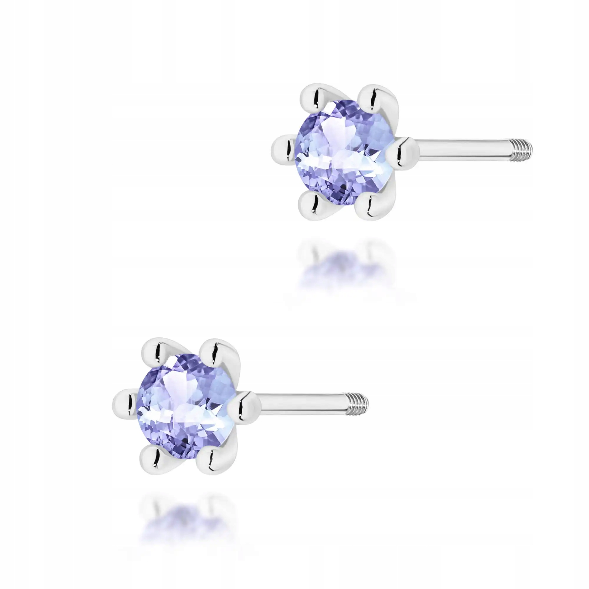 Náušnice zlaté pro ženu 585 tanzanit bílé zlato značkové módní vzor 14kt