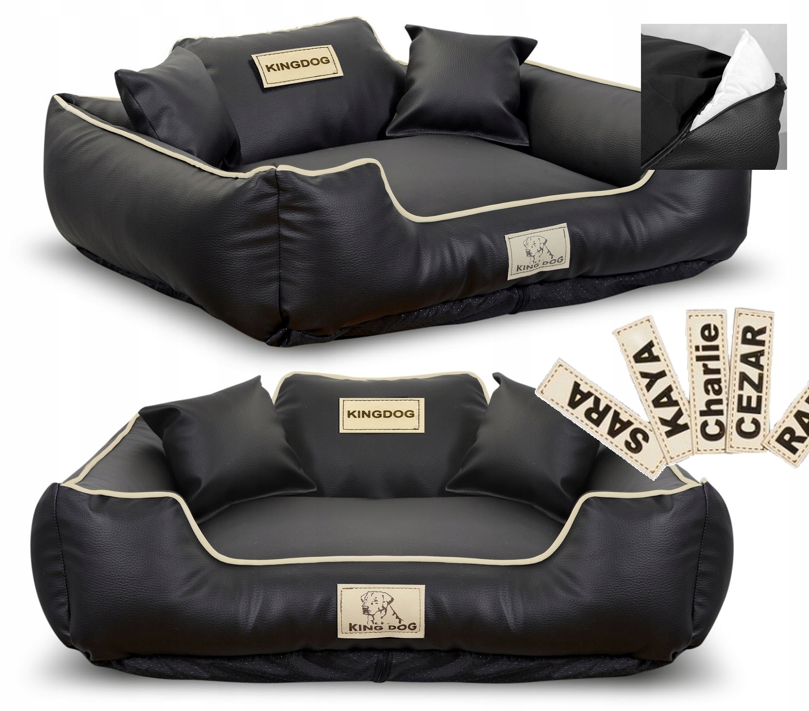 Pelíšek pro psa kotec Kingdog Ekokůže 115x95 cm antislip černá
