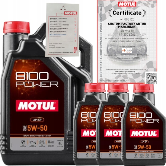 MOTUL 8100 POWER 5W50 8L FORD WSS-M2C931-D + ZAWIESZKA