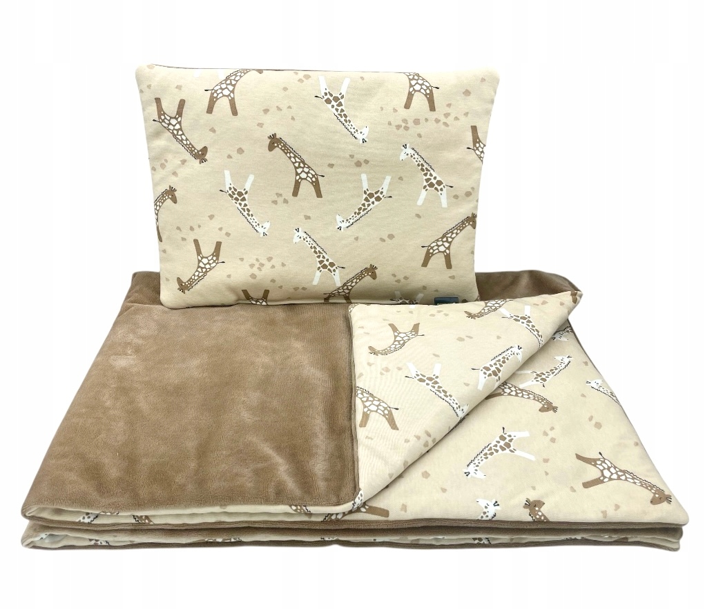 Kołderka do wózka kołyski minky+bawełna Żyrafki beż 75x95 cm Marka inna