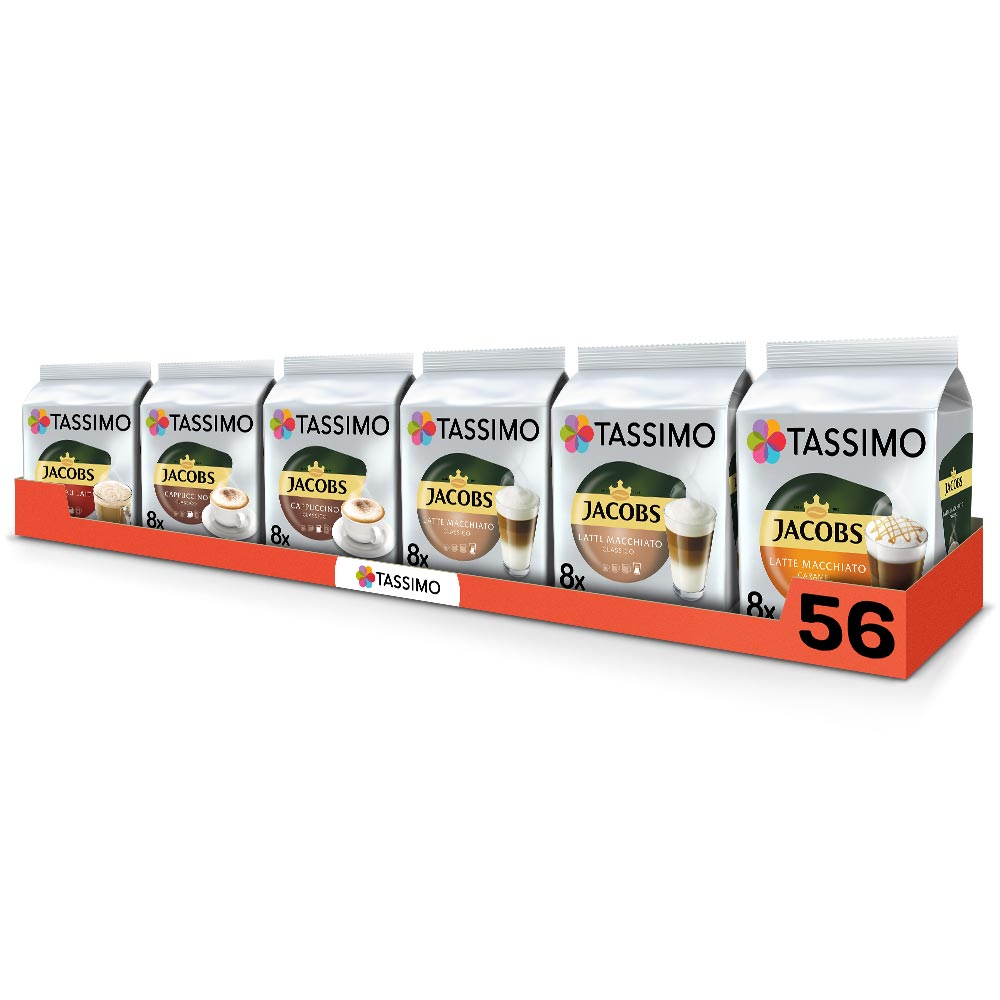 Kapsułki Tassimo Jacobs i Baileys, 56 kaw białych, 5+1 opakowanie Gratis!