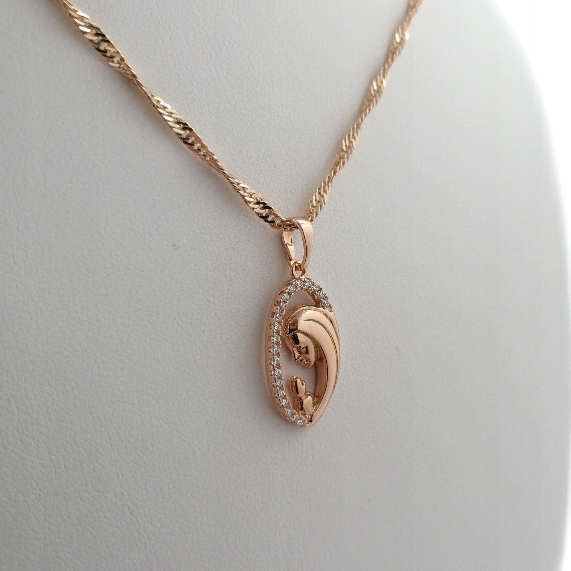 ZŁOTY ŁAŃCUSZEK SINGAPUR+MEDALIK MATKA BOSKA 18K Kod producenta Prezent na komunię bierzmowanie chrzest