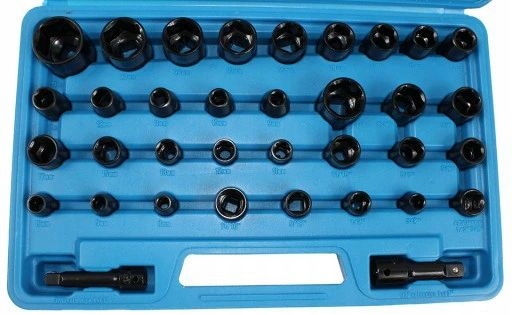 ZESTAW 35 NASADEK UDAROWYCH NASADKI UDAR 1/2 3/8 Typ 6-kątna