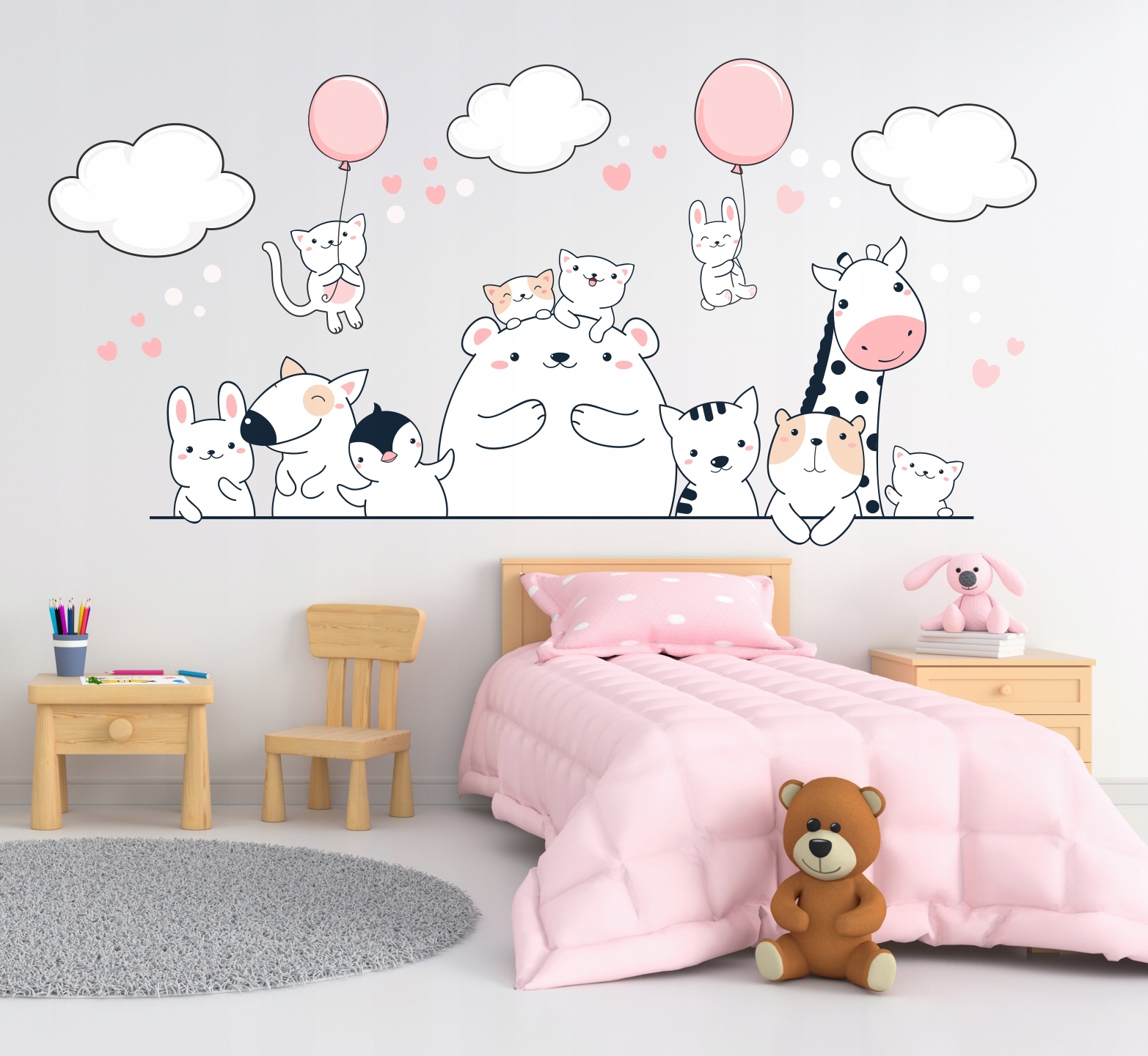 NAKLEJKI NA ŚCIANĘ ZWIERZĘTA CHMURY 75x150cm ZC Marka inna