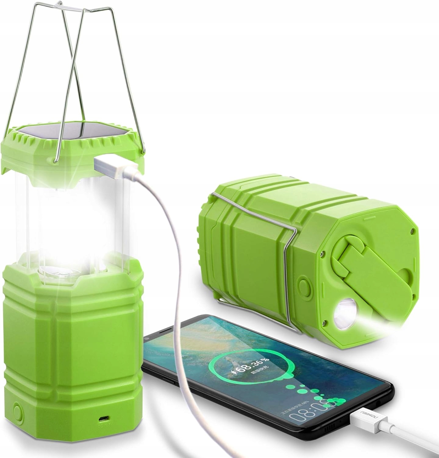 Lampa Kempingowa Led Turystyczna 3w1 Dynamo Powerbank Podręczna Mocna