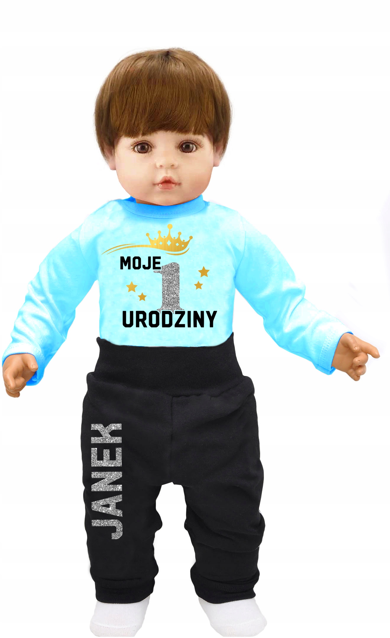 Komplet urodziny Moje 1 Urodziny Brokat Imię r.92 Rozmiar 92