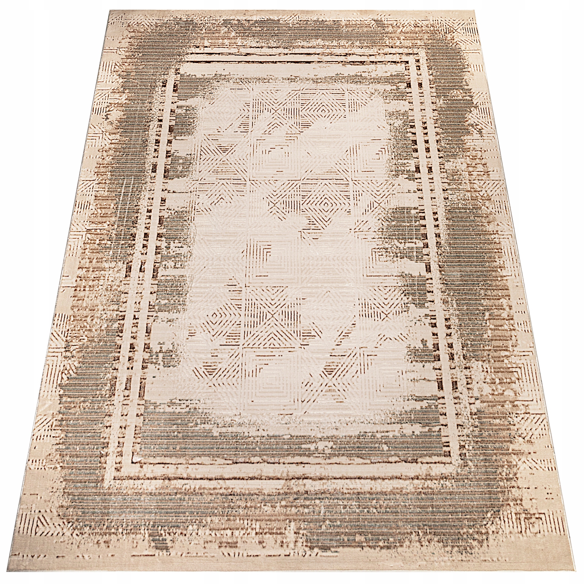 Koberec Do Obývačky Veľký Béžový Mäkký 120X180 Moderný Glamour Hrubý Módny