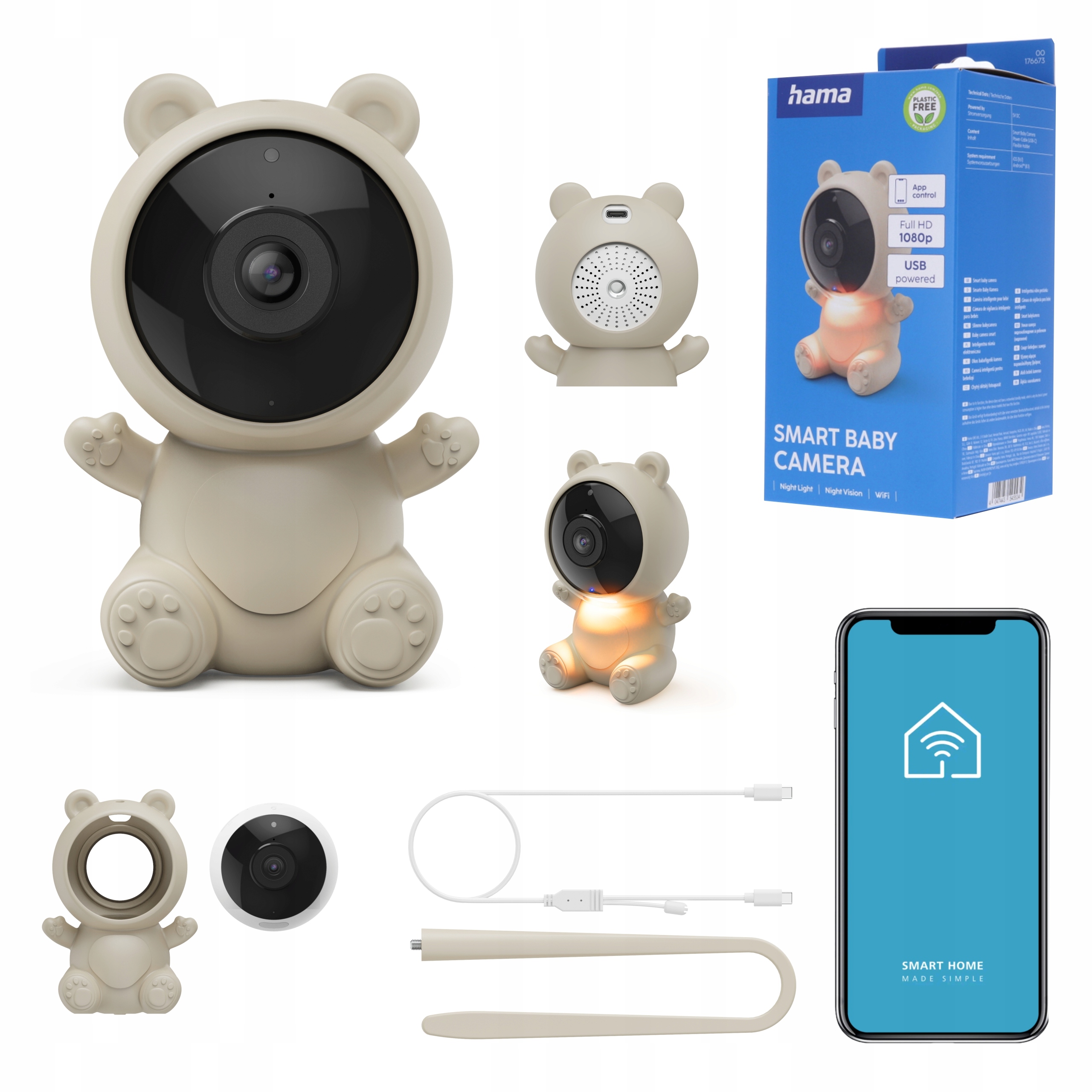 Hama kamera smart niania dla dzieci z dźwiękiem trybem nocnym i aplikacją
