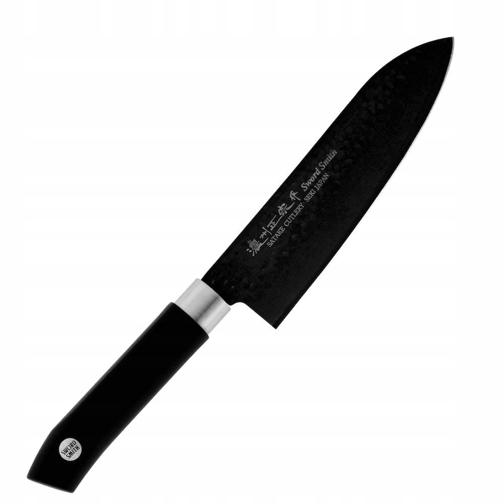 Satake Sword Smith Black Japonský kuchynský nôž Santoku na zeleninu 56HRC 17 cm