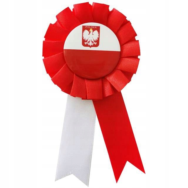 

Kotylion narodowy Biało-czerwony z godłem Polska