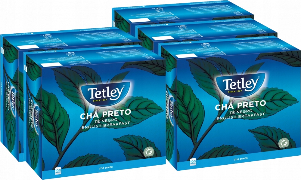Herbata czarna w torebkach Tetley English Breakfast, 100 sztuk x 1.5g x5