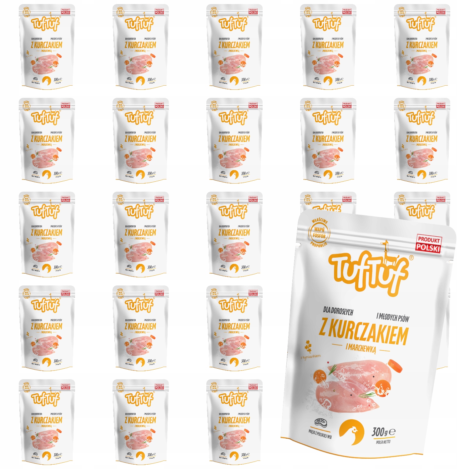 Levně Vlhké Krmivo Pro Psa TufTuf Sáček Mleté Kuře Mrkev 24 x 300 g