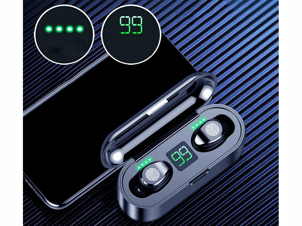 SŁUCHAWKI BEZPRZEWODOWE BLUETOOTH F9 POWERBANK Model F9