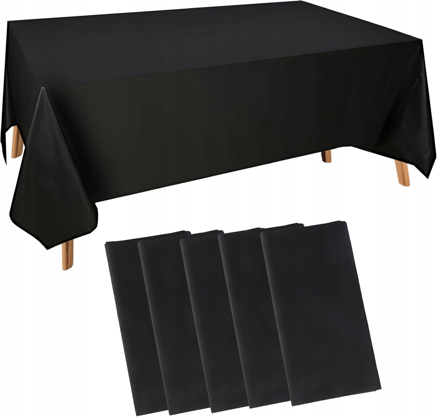 Obrus na stół czarny 5 sztuk 137x274 cm jednorazowy prostokątny