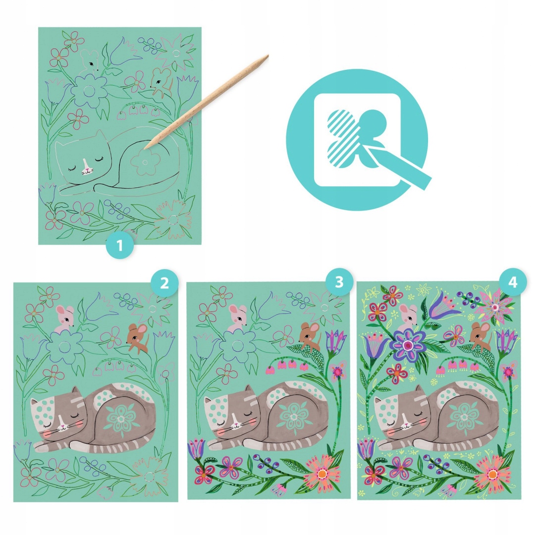 Djeco Wydrapywanka Zdrapywanka SPOTKANIA ZWIERZĄTEK DJ09717 Marka Djeco