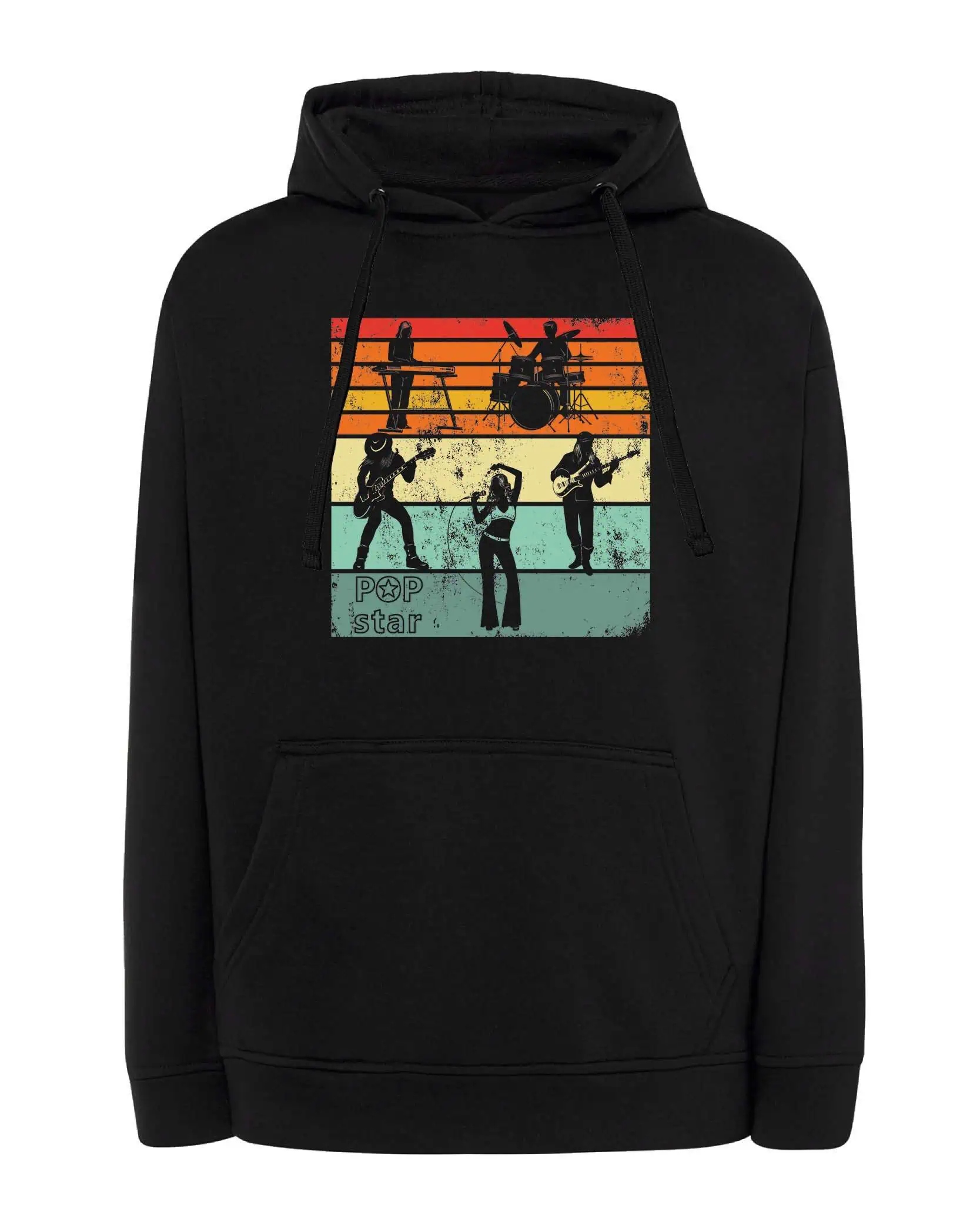 Mikina s kapucí Pop Hudba Koncert Barvy Černá XL