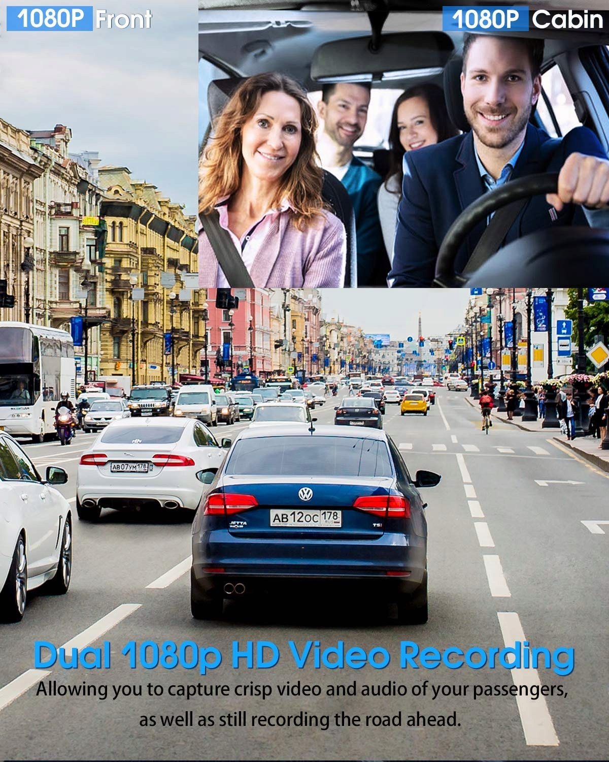 ABASK Kamera Samochodowa 1080P 310° Z Kartą 32GB i Trybem Nocnym — miniatura 2