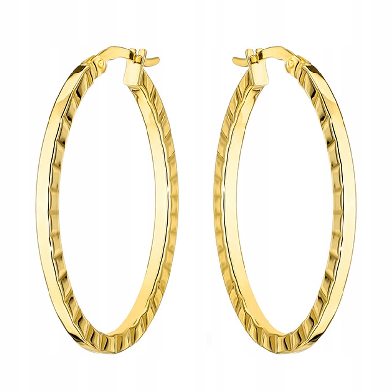 Kulaté Zlaté Náušnice pr. 585 Kolečka Kola 32mm 14k