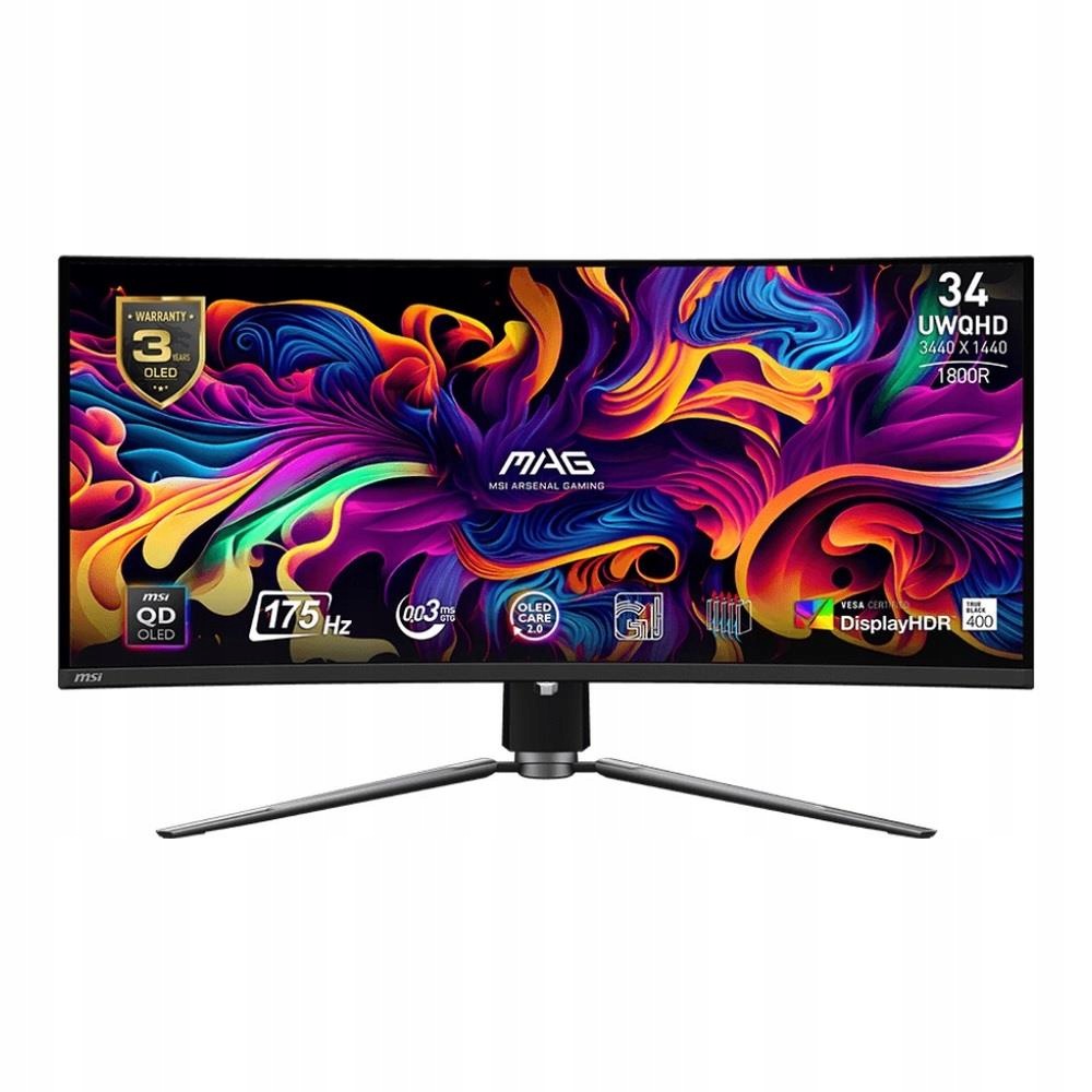 Msi Monitor Curved Mag 341CQP Qd Oled Pre Pc Notebook 2XHDMI Dp 4XUSB 34 Ca