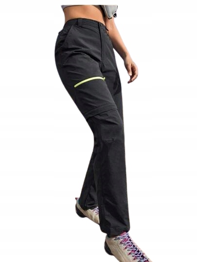 Shein Czarne Spodnie Z Możliwością Skrócenia W Góry S 1DB